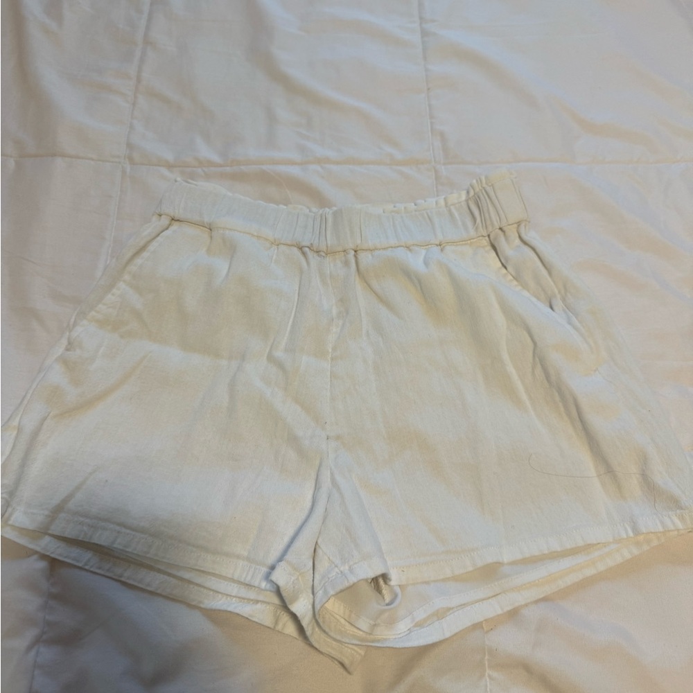 Hollister White Linen Shorts
